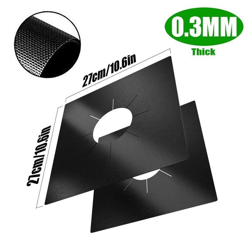 Vaxaape Stove Burner Covers,0.3 MM Double Thickness,8 Pack,Gas Stove Burner Liners,Non-stick Reusable Gas Range Stove Top Covers for Kitchen,Cuttable,Easy to Clean,Black,Size 10.6â€ x 10.6â€ - Image 2